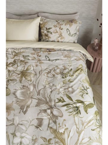 Beddinghouse Satin-Bettwäsche-Set "Bronte" in Creme/ Grün