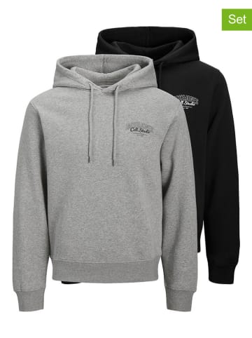 Jack & Jones 2er-Set: Hoodies in Schwarz/ Grau