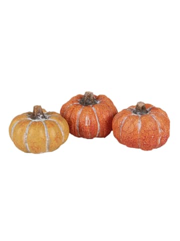 Clayre & Eef 3er-Set: Dekoobjekte "Kürbis" in Orange/ Gelb - (H)4 cm