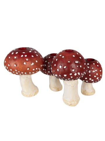 Clayre & Eef Kerzenständer "Pilze" in Rot/ Weiß - (B)30 x (B)17 x (T)17 cm