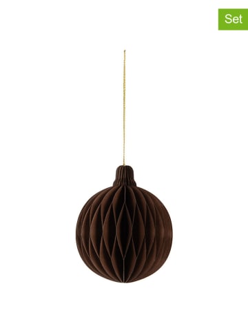 Clayre & Eef 2-delige set: papieren kerstkogels bruin - (H)10 x Ø 8 cm