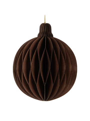 Clayre & Eef 2-delige set: papieren kerstkogels bruin - (H)10 x Ø 8 cm