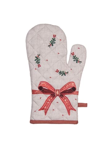 Clayre & Eef Rękawica kuchenna w kolorze beżowo-zielonym - 30 x 18 cm