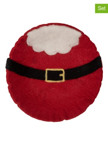 Clayre & Eef 2er-Set: Filz-Dekoschalen "Weihnachtsmann" in Rot/ Weiß - (H)4 x Ø 18 cm