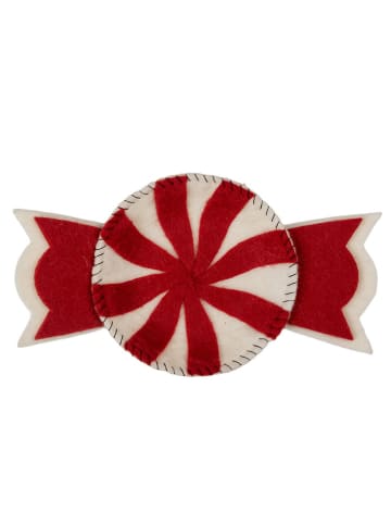 Clayre & Eef Vilten decoschaal "Bonbon" rood/wit - (L)30 x (B)18 cm