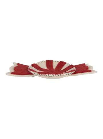 Clayre & Eef Vilten decoschaal "Bonbon" rood/wit - (L)30 x (B)18 cm