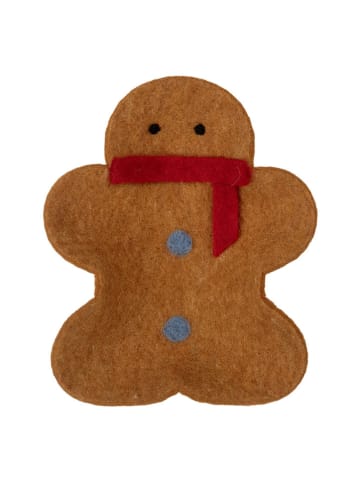 Clayre & Eef Vilten decoschaal "Lebkuchenmannetje" lichtbruin - (L)19 x (B)16 cm