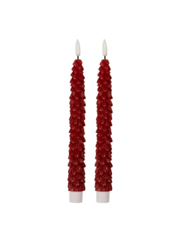 Clayre & Eef 2er-Set: LED-Kerzen in Rot - (H)25 cm