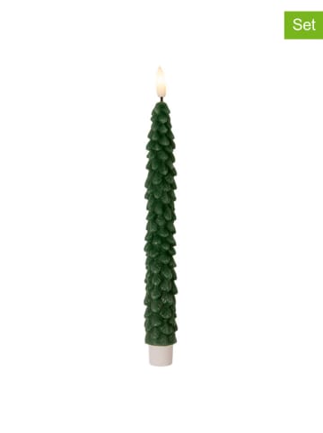 Clayre & Eef Świeczki LED (2 szt.) w kolorze zielonym - wys. 25 cm
