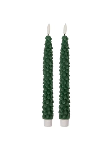 Clayre & Eef 2er-Set: LED-Kerzen in Grün - (H)25 cm