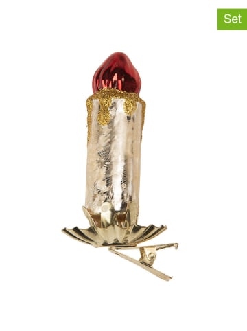 Clayre & Eef 2er-Set: Weihnachtsornamente "Kerze" in Gold - (B)5 x (H)9 cm