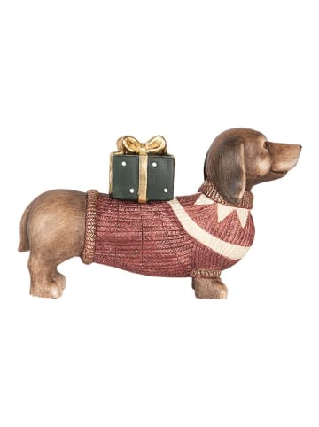 Clayre & Eef Deco-object "Hond" lichtbruin/rood - (B)47 x (B)28 x (D)14 cm
