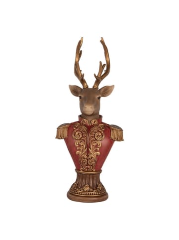 Clayre & Eef Dekoobjekt "Hirsch" in Braun/ Rot - (B)16 x (H)36 x (T)14 cm