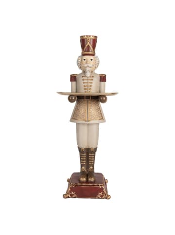 Clayre & Eef Dekofigur "Nussknacker" in Hellgrau/ Braun - (B)18 x (H)61 x (T)20 cm