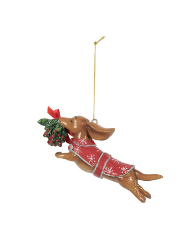 Clayre & Eef Zawieszka dekoracyjna w kolorze czerwono-jasnobrązowym - 12 x 4 cm