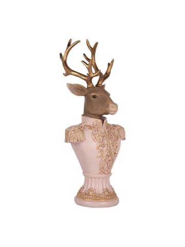 Clayre & Eef Deco-object "Hert" lichtroze/goudkleurig - (B)16 x (H)36 x (D)14 cm