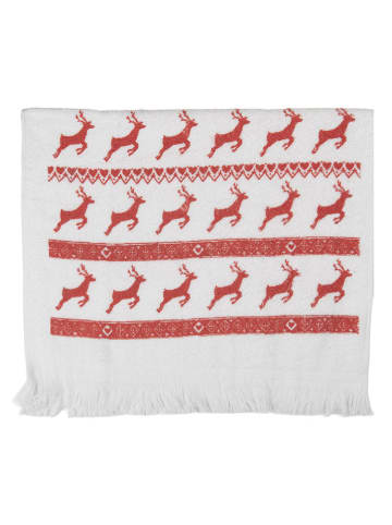 Clayre & Eef 2er-Set: Gästehandtücher in Weiß/ Rot - (L)66 x (B)40 cm