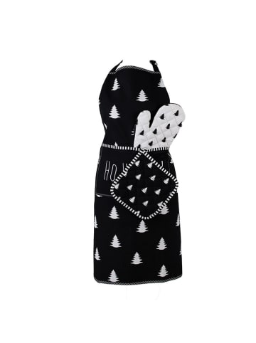 Clayre & Eef Schürze in Schwarz/ Weiß - (L)85 x (B)70 cm