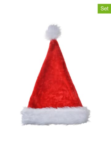 Clayre & Eef 2-delige set: kerstmutsen rood/wit - (H)48 cm
