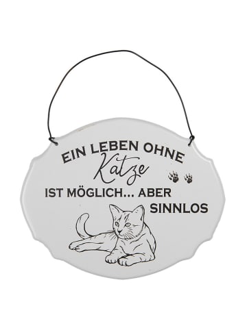 Clayre & Eef Textschild in Weiß - (B)18 x (H)15 cm