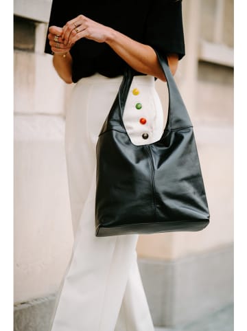 Lucca Baldi Leren schoudertas "Barga" zwart - (B)33 x (H)32 x (D)16 cm