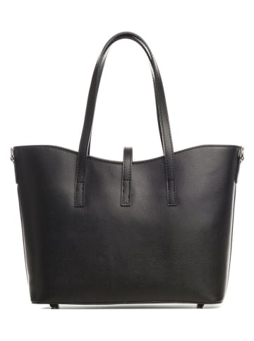Lucca Baldi Leder-Schultertasche "Montecarlo" in Schwarz - (B)36 x (H)27 x (T)14 cm