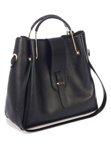 Lucca Baldi Skórzana torebka "Vinci" w kolorze czarnym - 33 x 28 x 13 cm