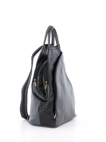 Lucca Baldi Leder-Rucksack "Novara" in Anthrazit/ Schwarz - (B)29 x (H)34 x (T)13 cm