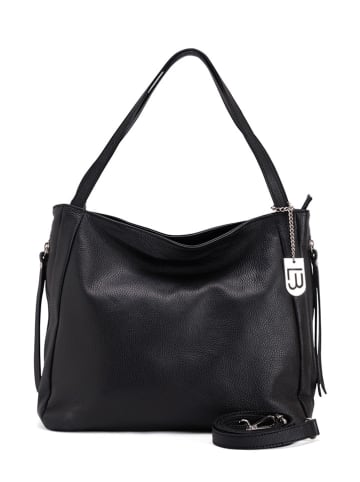 Lucca Baldi Leren schoudertas "Fiesole" zwart - (B)34 x (H)29 x (D)15 cm