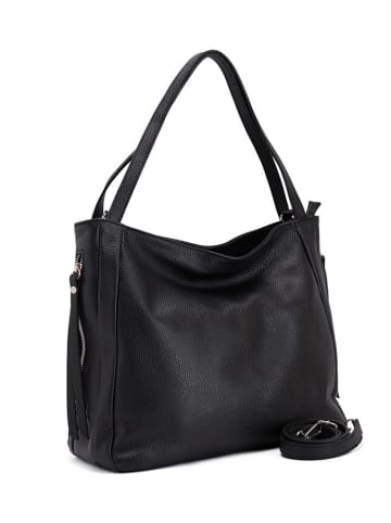 Lucca Baldi Leren schoudertas "Fiesole" zwart - (B)34 x (H)29 x (D)15 cm