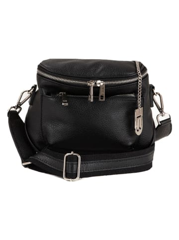 Lucca Baldi Leder-Umhängetasche "Favara" in Schwarz - (B)24 x (H)19 x (T)7 cm