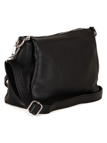 Lucca Baldi Leren schoudertas "Melfi" zwart - (B)26 x (H)19 x (D)9 cm