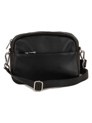 Lucca Baldi Leren schoudertas "Cascina" zwart - (B)22 x (H)18 x (D)9 cm