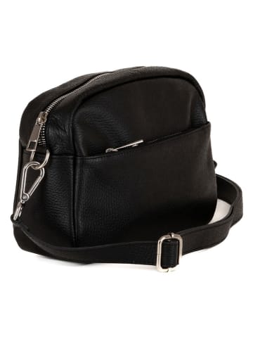 Lucca Baldi Leder-Umhängetasche "Cascina" in Schwarz - (B)22 x (H)18 x (T)9 cm