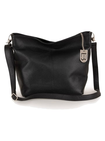 Lucca Baldi Leder-Schultertasche "Trapani" in Schwarz - (B)33 x (H)25 x (T)14 cm