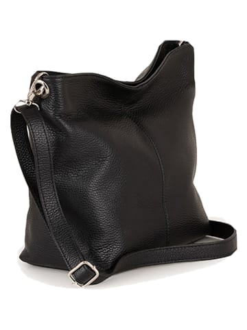 Lucca Baldi Leren schoudertas "Trapani" zwart - (B)33 x (H)25 x (D)14 cm