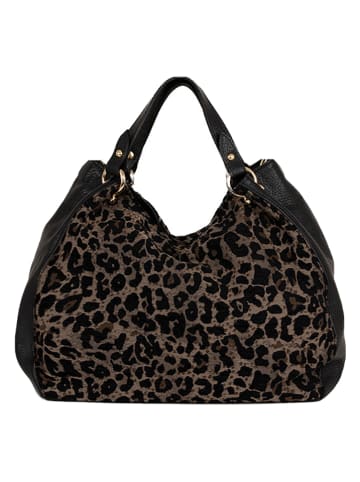 Lucca Baldi Leder-Henkeltasche "Pescia" in Schwarz - (B)34 x (H)27 x (T)18 cm