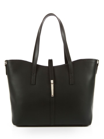 Lia Biassoni Leder-Schultertasche "Parma" in Schwarz - (B)40 x (H)27 x (T)14 cm