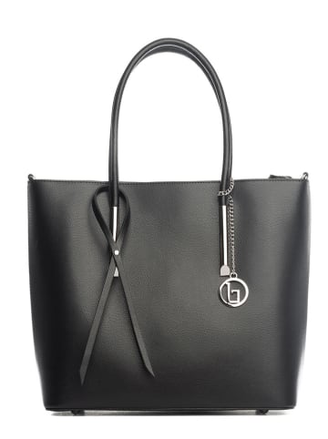 Lia Biassoni Leren schoudertas "Mallero" zwart - (B)32 x (H)30 x (D)12 cm