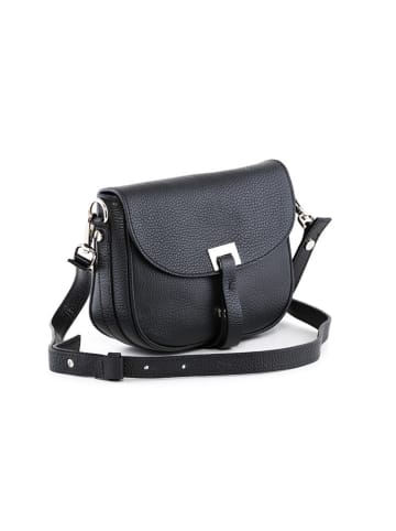 Lia Biassoni Leder-Umhängetasche "Neva" in Schwarz - (B)20 x (H)16 x (T)6 cm