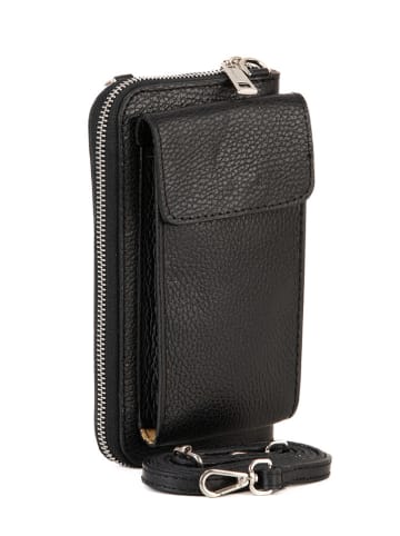 Lia Biassoni Leder-Handytasche "Cerca" in Schwarz - (B)11 x (H)19 x (T)4 cm