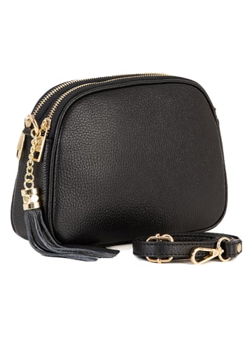 Lia Biassoni Leder-Umhängetasche "Flumendosa" in Schwarz - (B)23 x (H)17 x (T)7 cm