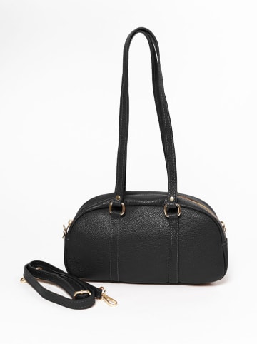Lia Biassoni Leder-Schultertasche "Dollaro" in Schwarz - (B)28 x (H)15 x (T)8 cm