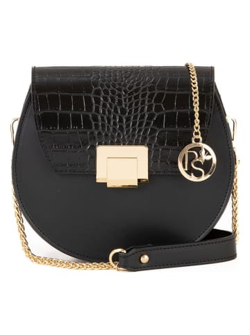 Pia Sassi Leder-Umhängetasche "Cima Carnera" in Schwarz - (B)24 x (H)18 x (T)7 cm