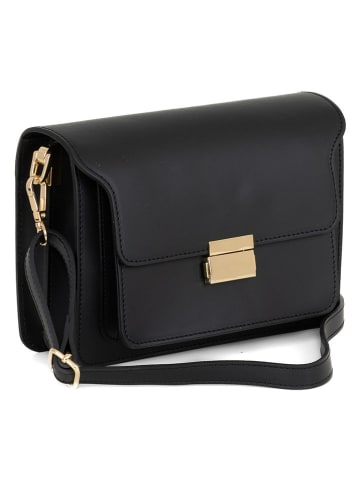 Pia Sassi Leren schoudertas "Carbonara" zwart - (B)23 x (H)17 x (D)10 cm