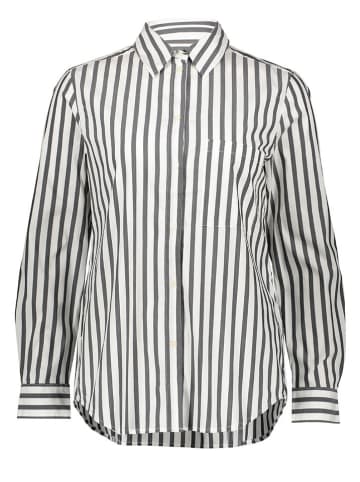 Marc O'Polo Bluse in Anthrazit/ Weiß