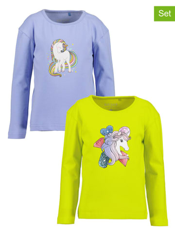 Blue Seven 2er-Set: Longsleeves in Grün/ Hellblau