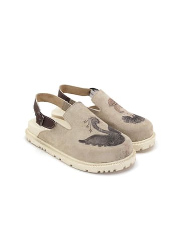Goby Leren clogs beige
