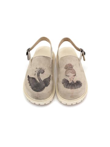 Goby Leren clogs beige