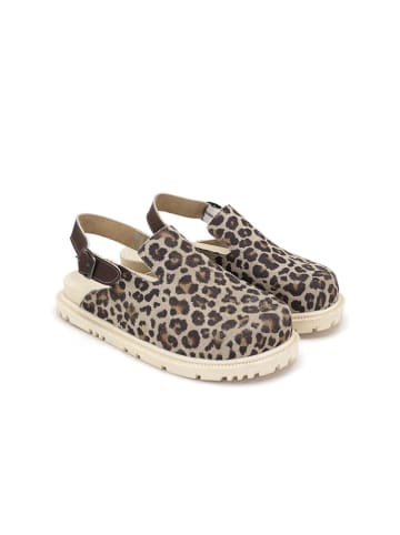 Goby Leren clogs beige/bruin